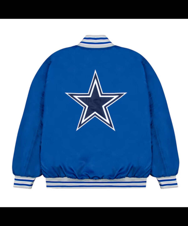 Dallas Cowboys Gray and White Rib Bomber Blue Jacket