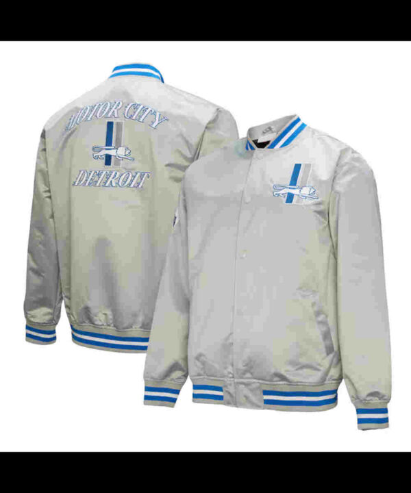 Detroit Lions Double Down Gray Satin Jacket