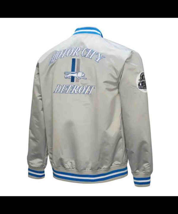 Detroit Lions Double Down Gray Satin Jacket