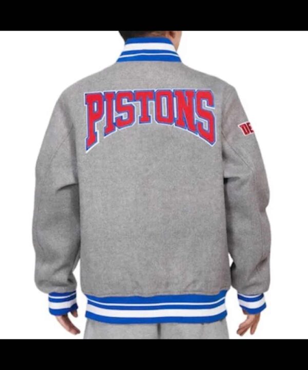 Detroit Pistons Crest Emblem Grey Varsity Jacket