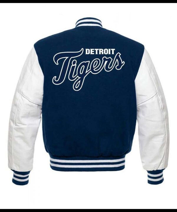 Detroit Tigers Letterman Blue and White Jacket