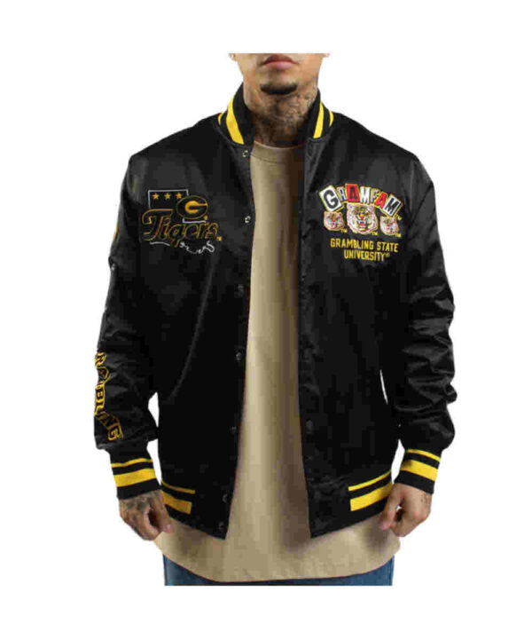 University Grambling State Tigers Black Satin Jacket