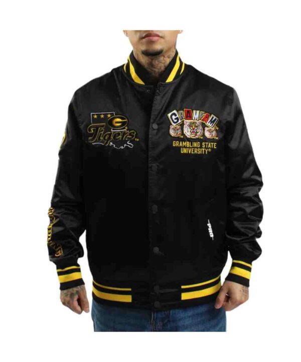 University Grambling State Tigers Black Satin Jacket