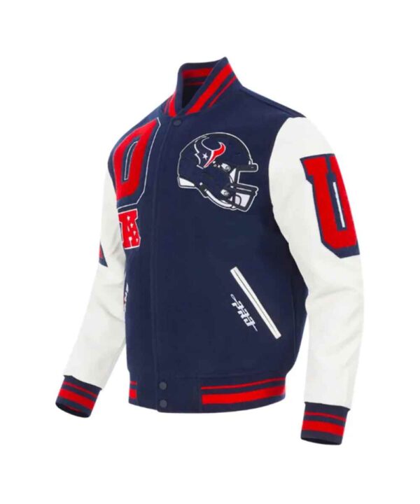 Houston Texans Mashup Classic Rib Navy and White Varsity Jacket