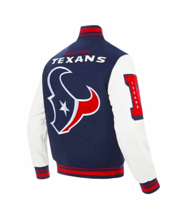 Houston Texans Mashup Classic Rib Navy and White Varsity Jacket