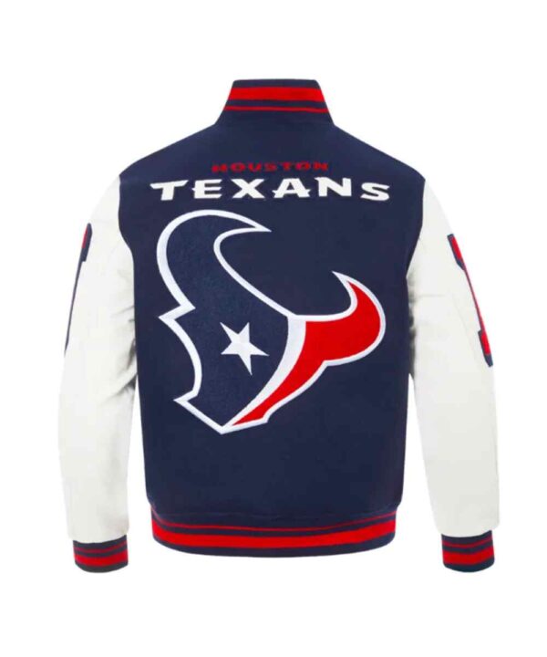 Houston Texans Mashup Classic Rib Navy and White Varsity Jacket