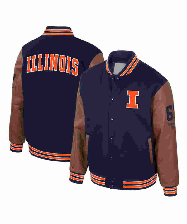 Illinois Fighting Illini Navy and Brown Letterman Jacket