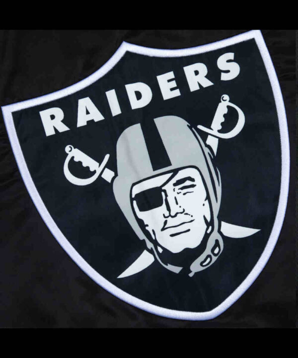 Las Vegas Raiders Gray and White Rib Bomber Black Jacket