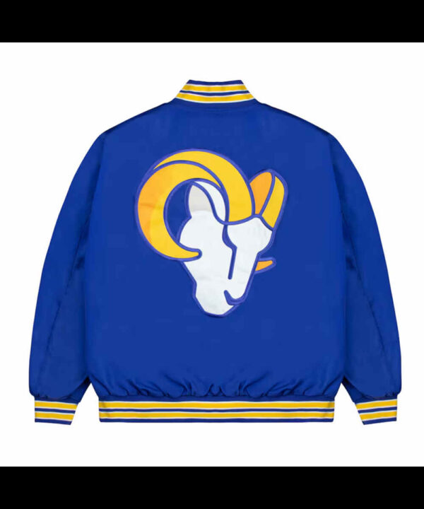 LA Rams Gold Rib Bomber Royal Satin Jacket