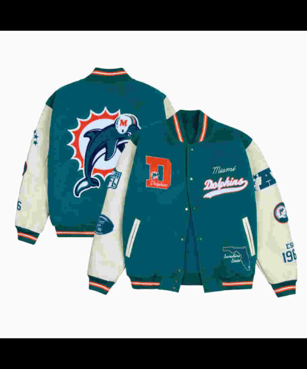Miami Dolphins Sunshine State Aqua Letterman Jacket