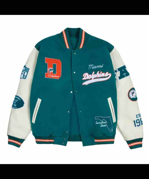Miami Dolphins Sunshine State Aqua Letterman Jacket