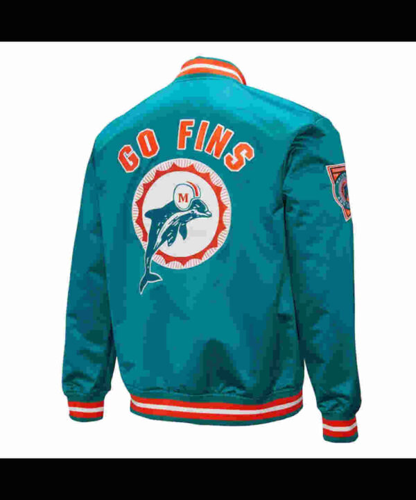 Miami Dolphins Double Down Aqua Satin Jacket