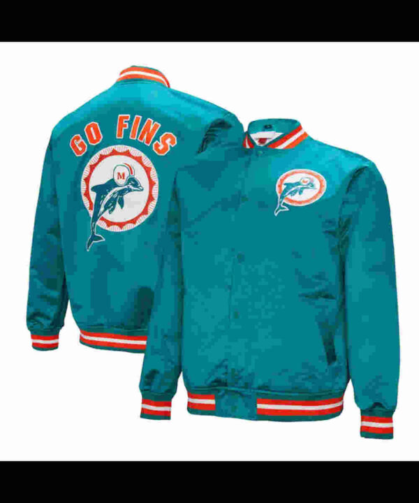Miami Dolphins Double Down Aqua Satin Jacket