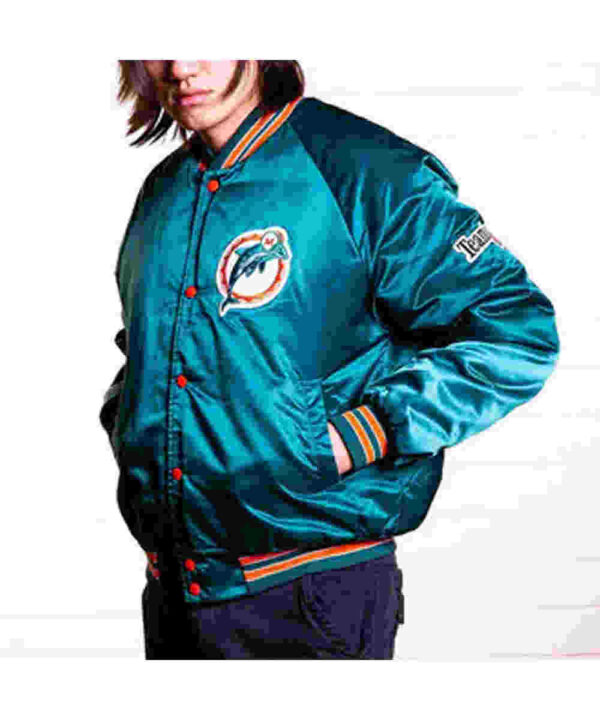 Miami Dolphins Team Aqua Satin Jacket