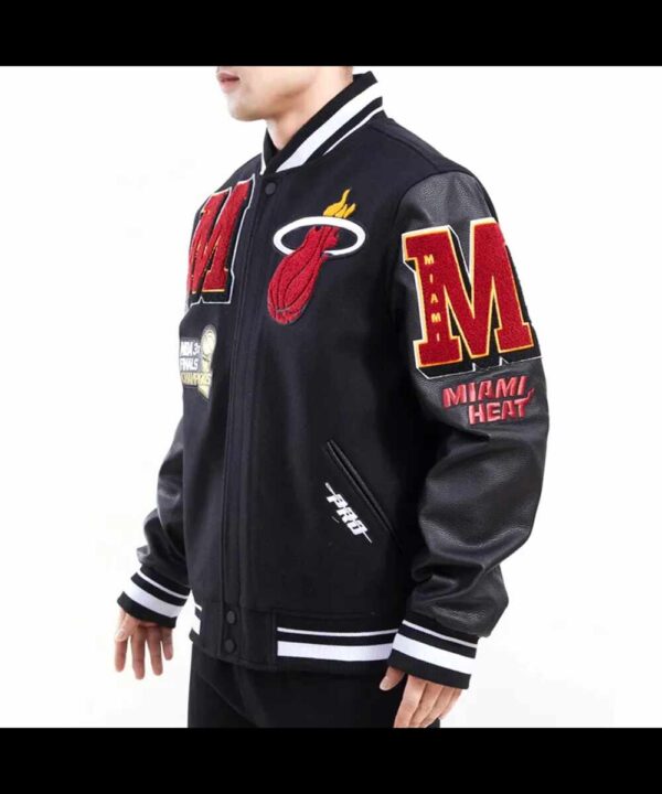 Miami Heat Mashup Logo Black Varsity Jacket