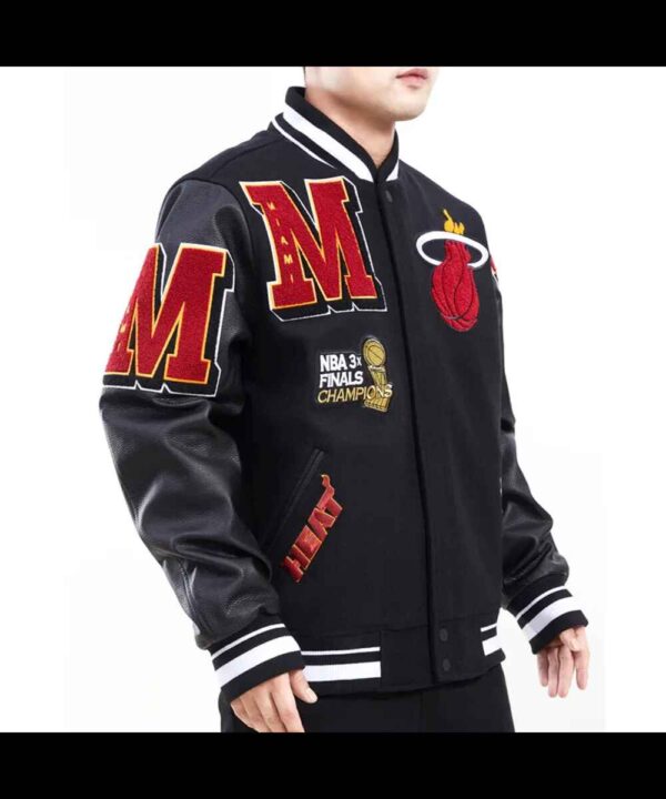 Miami Heat Mashup Logo Black Varsity Jacket
