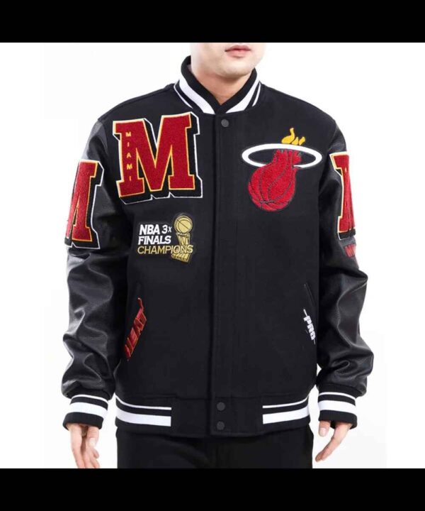 Miami Heat Mashup Logo Black Varsity Jacket