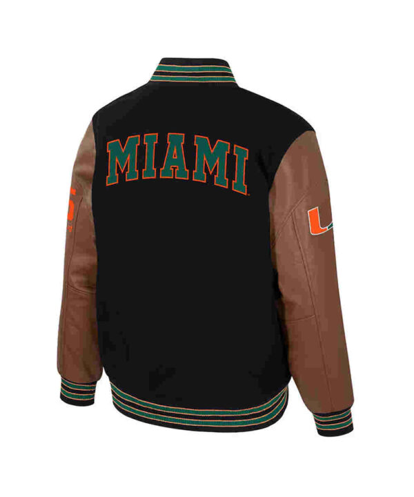 Miami Hurricanes Black and Brown Varsity Jacket