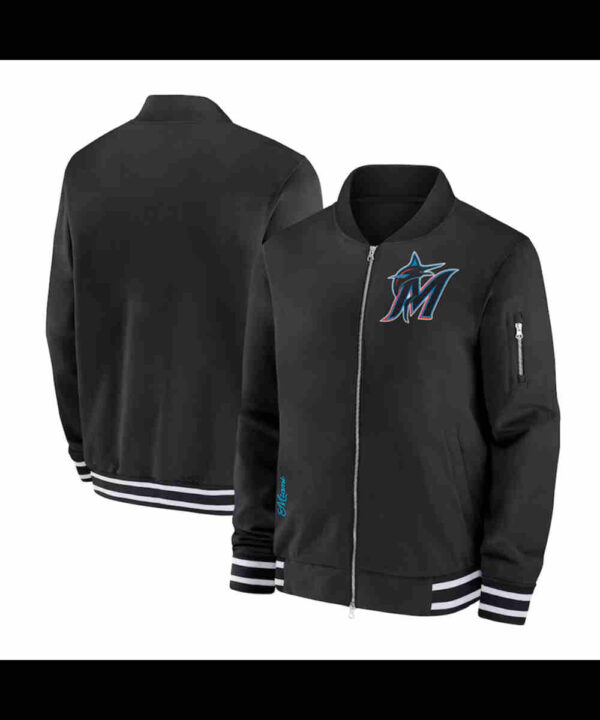 Miami Marlins Collection Dugout Black Bomber Jacket