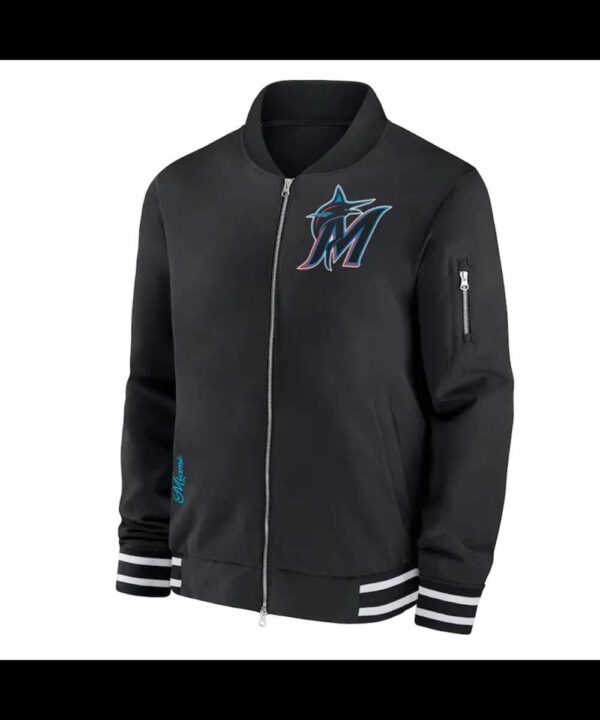 Miami Marlins Collection Dugout Black Bomber Jacket