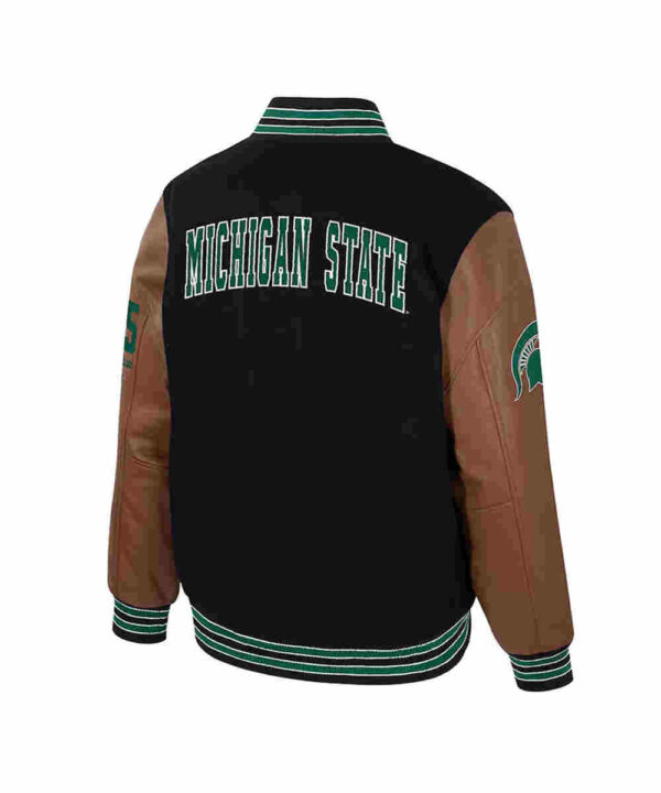 Michigan State Spartans Black and Brown Letterman Jacket