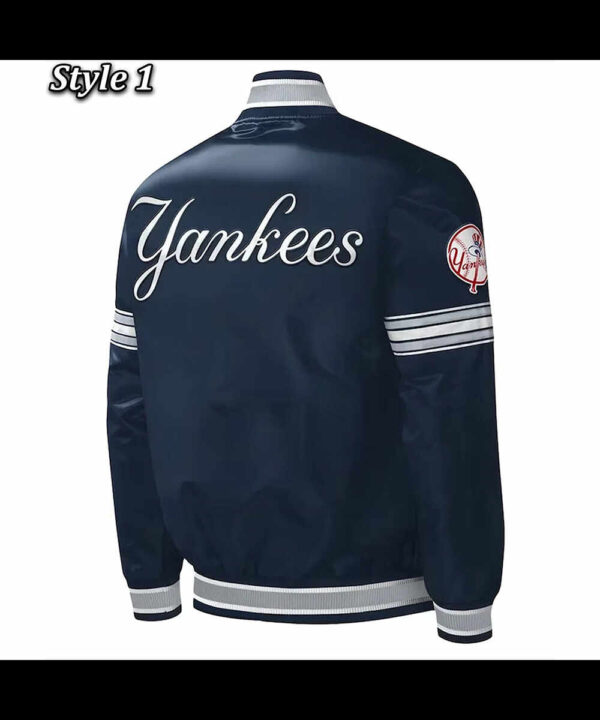 NY Yankees Midfield Navy Varsity Satin Jacket