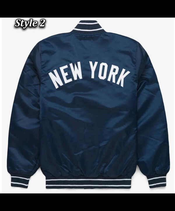 NY Yankees Midfield Navy Varsity Satin Jacket