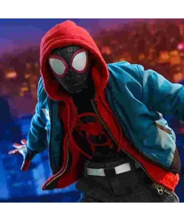 Into The Spider Verse Miles Morales Jacket with Red Hoodie