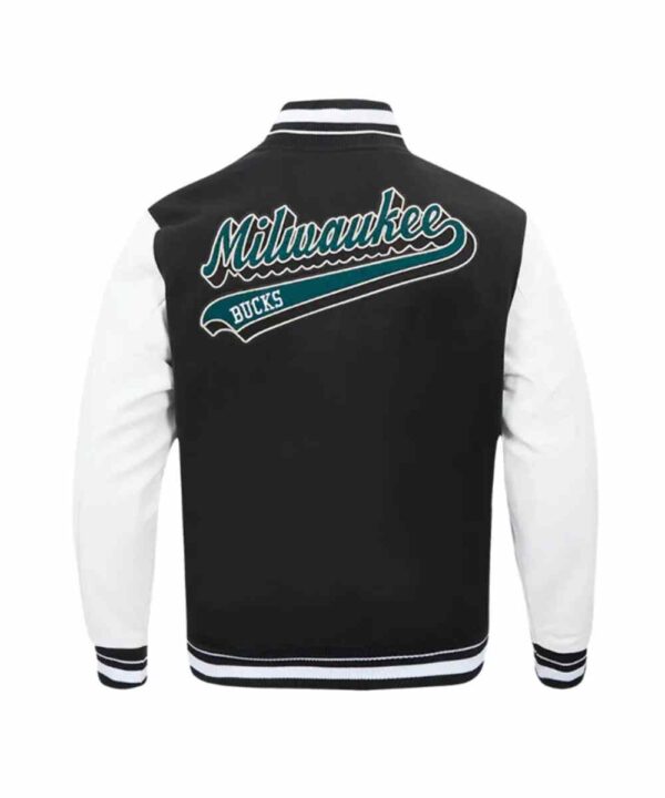 Milwaukee Bucks Script Tail Classic Rib Varsity Jacket