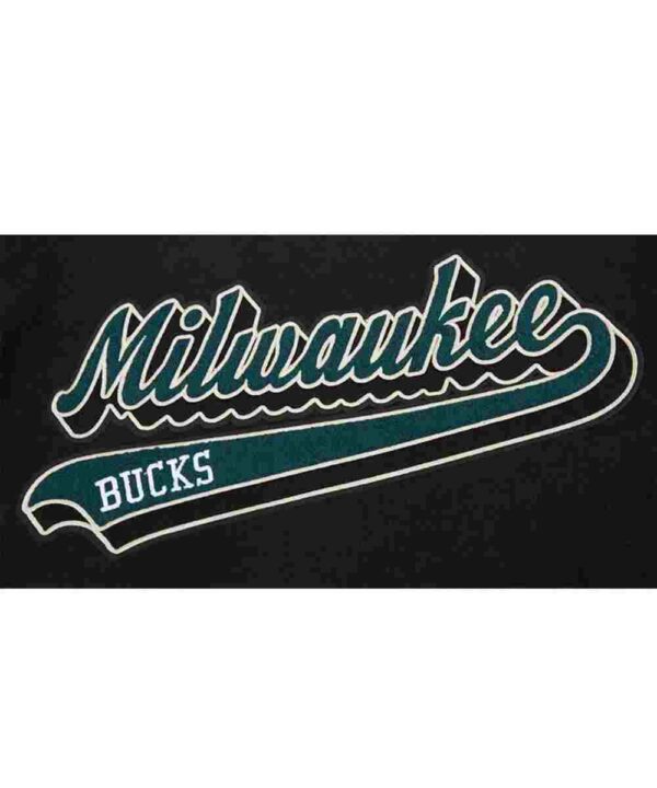 Milwaukee Bucks Script Tail Classic Rib Varsity Jacket
