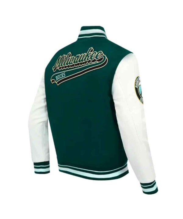 Milwaukee Bucks Script Tail Classic Rib Varsity Jacket