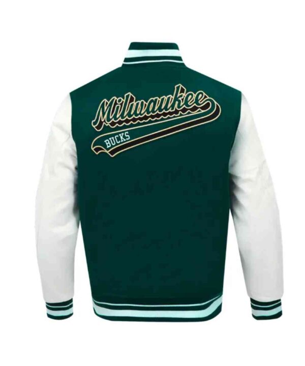 Milwaukee Bucks Script Tail Classic Rib Varsity Jacket