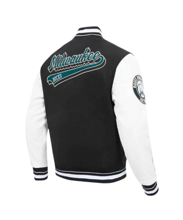 Milwaukee Bucks Script Tail Classic Rib Varsity Jacket