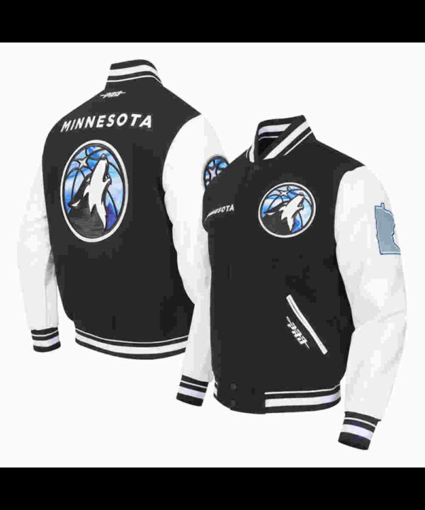 Minnesota Timberwolves 2024/25 City Edition Black and White Varsity Jacket