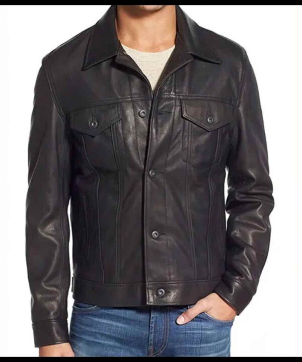 Uncharted Movie Tom Holland Black Leather Jacket