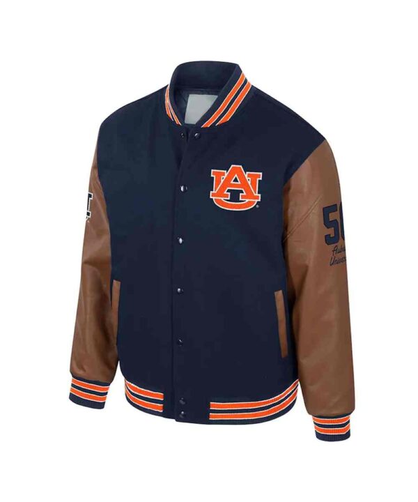 Auburn Tigers Navy and Brown Letterman Jacket