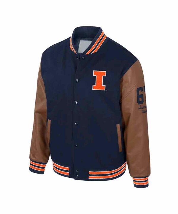 Illinois Fighting Illini Navy and Brown Letterman Jacket