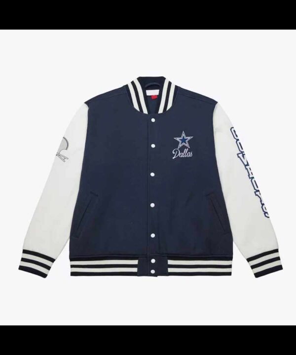 Dallas Cowboys Navy and White Fleece Varsity Jacket