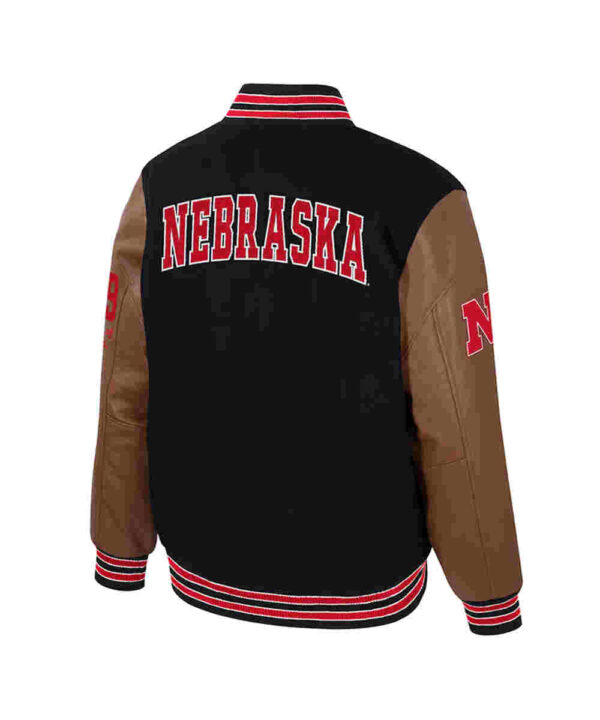 Nebraska Huskers Black and Brown Letterman Jacket
