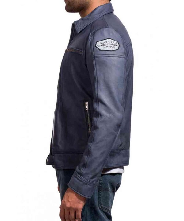 Aaron Paul Need For Speed Blue Leather Jacket