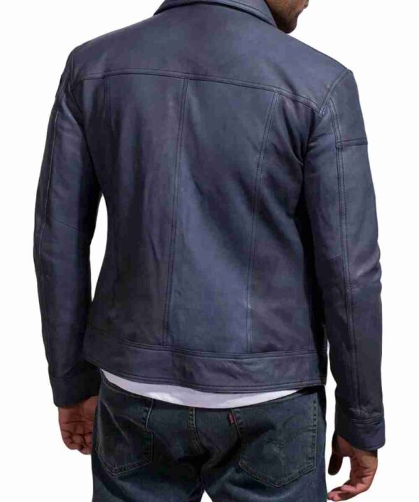 Aaron Paul Need For Speed Blue Leather Jacket