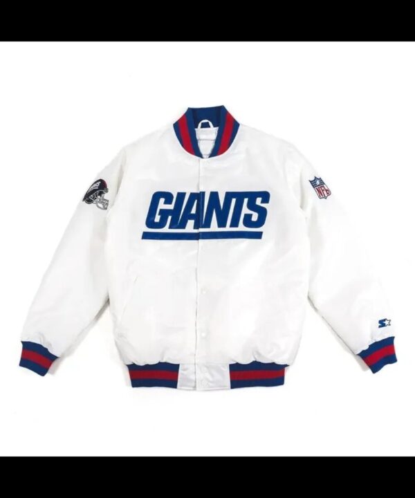 New York Giants Helmet Bomber White Jacket