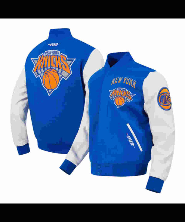 NY Knicks 2024/25 City Edition Blue and White Varsity Jacket