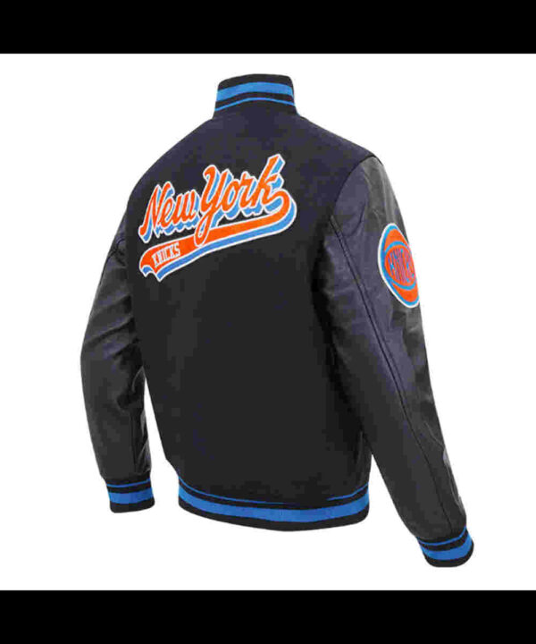 NY Knicks Script Tail Classic Rib Varsity Jacket