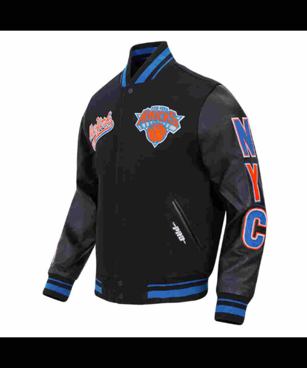 NY Knicks Script Tail Classic Rib Varsity Jacket
