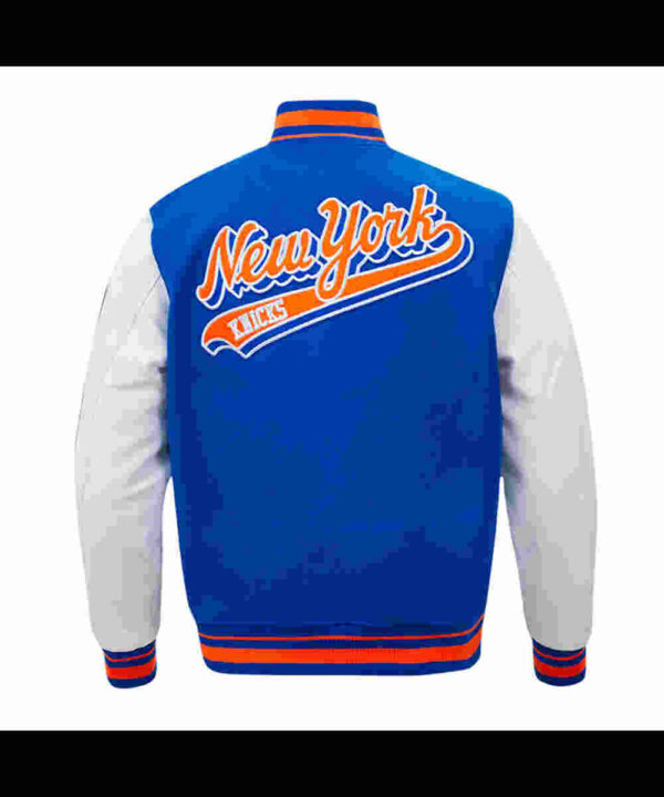 NY Knicks Script Tail Classic Rib Varsity Jacket