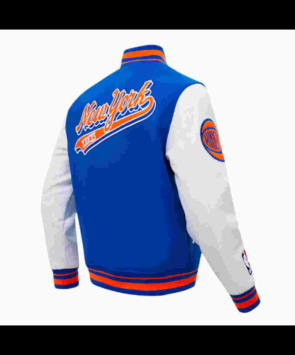 NY Knicks Script Tail Classic Rib Varsity Jacket