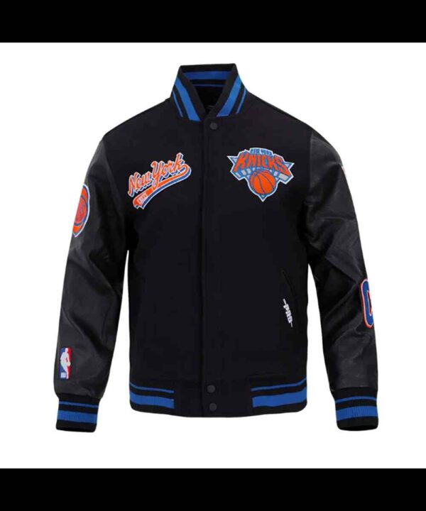NY Knicks Script Tail Classic Rib Varsity Jacket