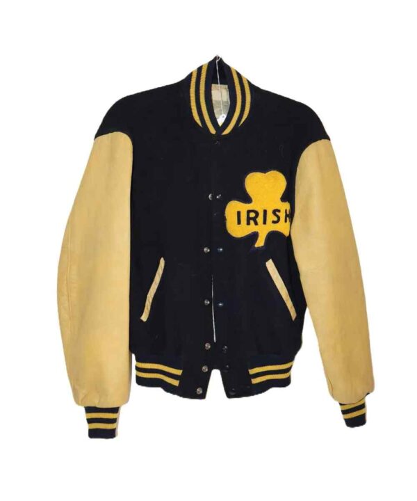 Black/Tan Fighting Irish Notre Dame Varsity Jacket