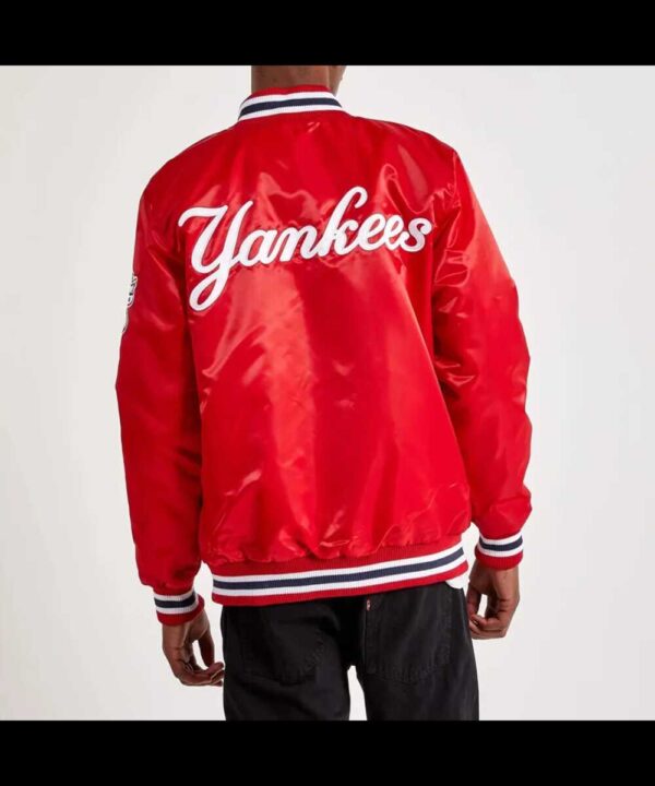 NY Yankees Red Varsity Satin Jacket